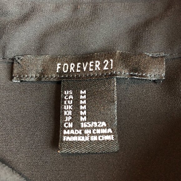 Black Dress Rhinestone Embellishment Embroidered Lace Size M Forever 21 Evening - Picture 12 of 16